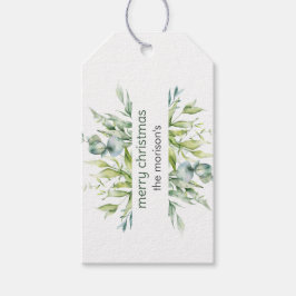 Groene waterverf eucalyptus tak cadeaulabel