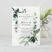 Groene Waterverf Eucalyptus Wedding Shower nodigt  (Staand voorkant)