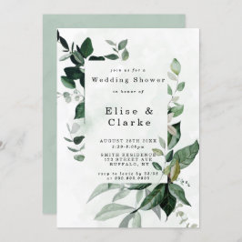 Groene Waterverf Eucalyptus Wedding Shower nodigt