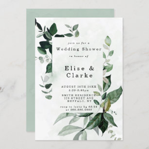 Groene Waterverf Eucalyptus Wedding Shower nodigt 