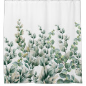 Groene Waterverf Eucalyptusblad Douchegordijn (Voorkant)