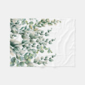 Groene Waterverf Eucalyptusblad Fleece Deken (Voorkant (Horizontaal))