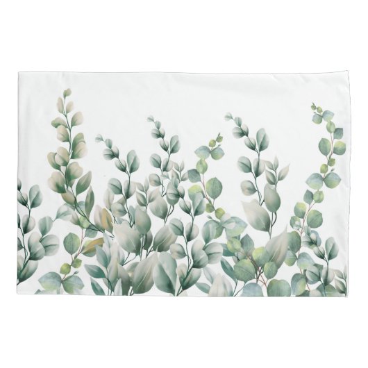 Groene Waterverf Eucalyptusblad Kussensloop (Achterkant)