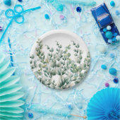 Groene Waterverf Eucalyptusblad Papieren Bordje (Feest)