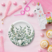 Groene Waterverf Eucalyptusblad Papieren Bordje (Feest)