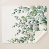 Groene Waterverf Eucalyptusblad Sherpa Deken (Voorkant (horizontaal))