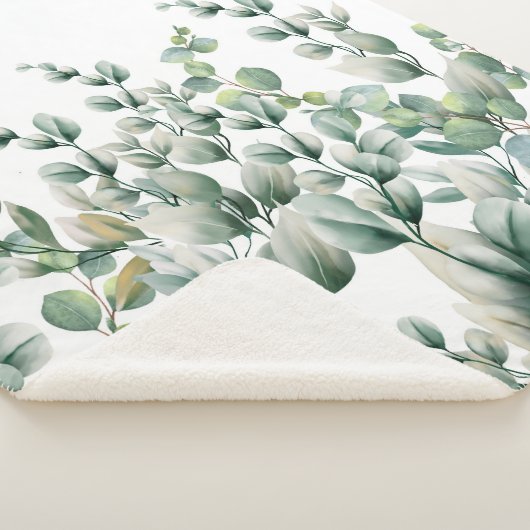 Groene Waterverf Eucalyptusblad Sherpa Deken (3/4)