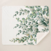 Groene Waterverf Eucalyptusblad Sherpa Deken (Voorkant (horizontaal))