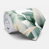 Groene Waterverf Eucalyptusblad Stropdas (Opgerold)