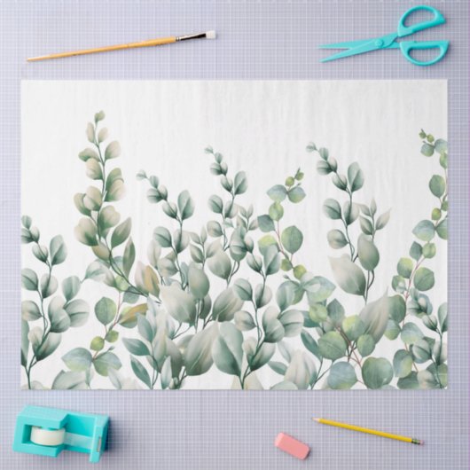 Groene Waterverf Eucalyptusblad Tissuepapier (Craft)