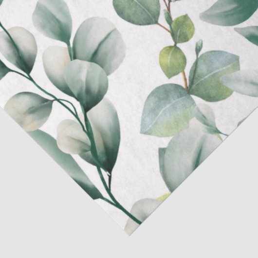 Groene Waterverf Eucalyptusblad Tissuepapier (Detail)