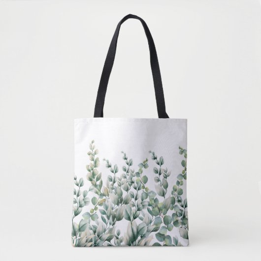 Groene Waterverf Eucalyptusblad Tote Bag (Voorkant)