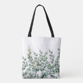 Groene Waterverf Eucalyptusblad Tote Bag (Achterkant)