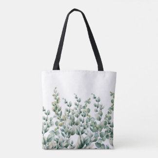 Groene Waterverf Eucalyptusblad Tote Bag