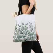 Groene Waterverf Eucalyptusblad Tote Bag (Dichtbij)