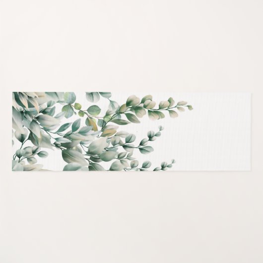 Groene Waterverf Eucalyptusblad Yogamat (Voorkant (horizontaal))