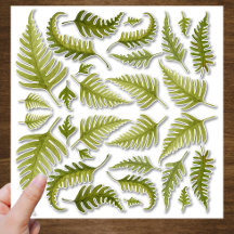 Groene Waterverf Fern bladert contour Cut Sticker