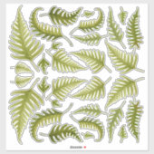 Groene Waterverf Fern bladert contour Cut Sticker (Vel)
