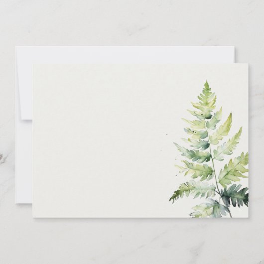 Groene Waterverf Fern Foliage Maid of Honor Kaart (Achterkant)