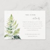 Groene Waterverf Fern Foliage Wedding Details Informatiekaartje (Voorkant)