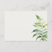 Groene Waterverf Fern Foliage Wedding Details Informatiekaartje (Achterkant)