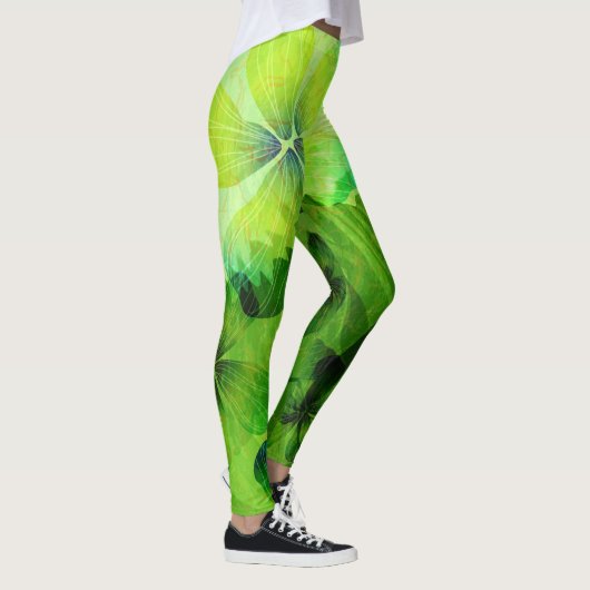 Groene Waterverf Floral Pattern Leggings (Rechts)