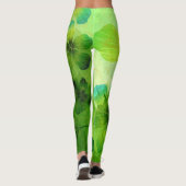 Groene Waterverf Floral Pattern Leggings (Achterkant)