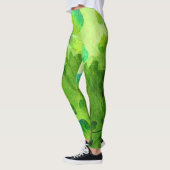 Groene Waterverf Floral Pattern Leggings (Links)