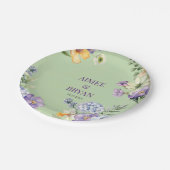 Groene Waterverf Flower Wedding Papieren Bordje (Gekanteld)