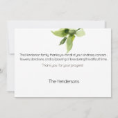 Groene Waterverf Foliage begrafenis Dank u Bedankkaart (Achterkant)