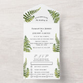 Groene Waterverf Foliage Botanical Wedding All In One Uitnodiging (Binnen)