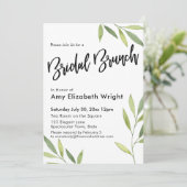 Groene Waterverf Foliage Bruids Brunch Kaart (Staand voorkant)