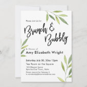 Groene Waterverf Foliage Brunch & Bubbly Kaart (Voorkant)
