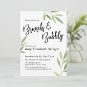 Groene Waterverf Foliage Brunch & Bubbly Kaart (Staand voorkant)