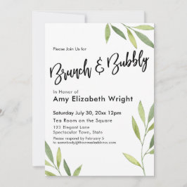 Groene Waterverf Foliage Brunch & Bubbly Kaart