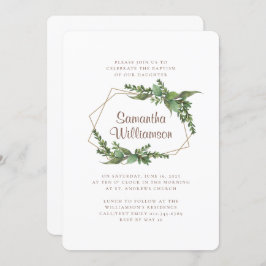 Groene Waterverf Foliage Modern Baptismal Kaart