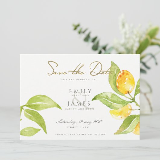 GROENE WATERVERF FOLIAGE OLIJVE BEWAREN DE DATUM SAVE THE DATE (Staand voorkant)