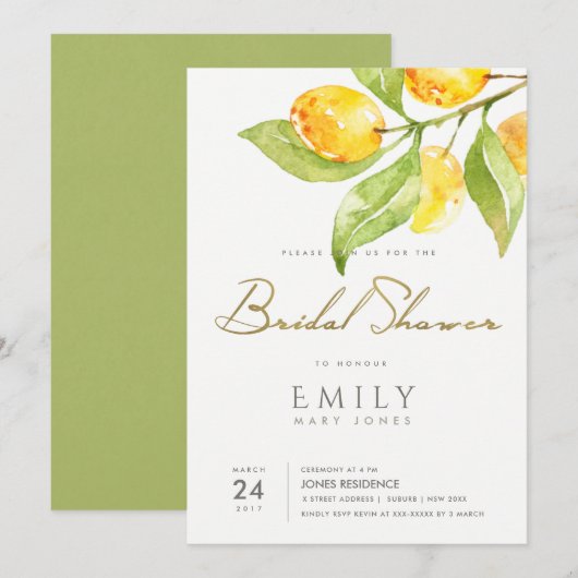 GROENE WATERVERF FOLIAGE OLIJVEN VRIJGEZELLENFEEST KAART (Voorkant / Achterkant)