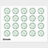 Groene Waterverf Foliage Seizoen Groeten Custom Ronde Sticker (Vel)