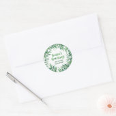 Groene Waterverf Foliage Seizoen Groeten Custom Ronde Sticker (Envelop)