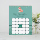 Groene Waterverf Fox Baby shower Bingo Game (Staand voorkant)