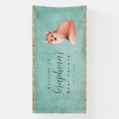 Groene Waterverf Fox Gold Sparkles Baby shower Ban Spandoek (Verticaal)