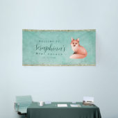 Groene Waterverf Fox Gold Sparkles Baby shower Ban Spandoek (Beurs)