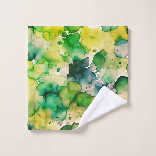 Groene Waterverf Fusion Bad Handdoek (Wasdoekje)