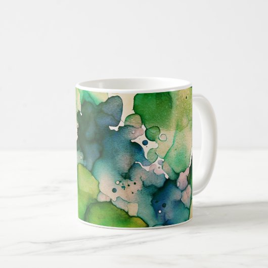 Groene Waterverf Fusion Koffiemok (Voorkant rechts)