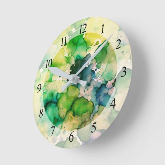 Groene Waterverf Fusion Ronde Klok (Hoek)