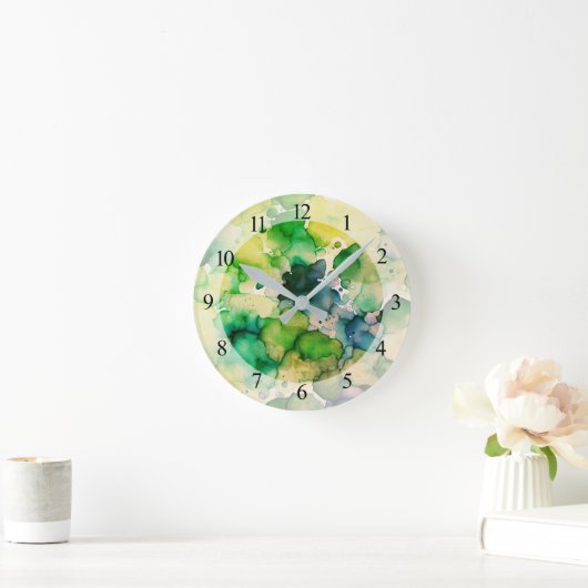 Groene Waterverf Fusion Ronde Klok (Huis)