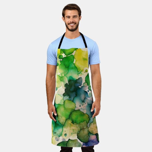 Groene Waterverf Fusion Schort (Gedragen)