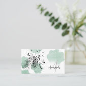 Groene Waterverf gestippelde QR Code Custom Visitekaartje (Staand voorkant)