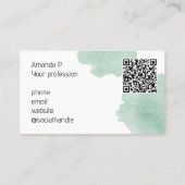 Groene Waterverf gestippelde QR Code Custom Visitekaartje (Achterkant)